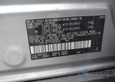 2023 Toyota Rav4 Le из США, поврежденный, VIN 2T3F1RFV1PC379919